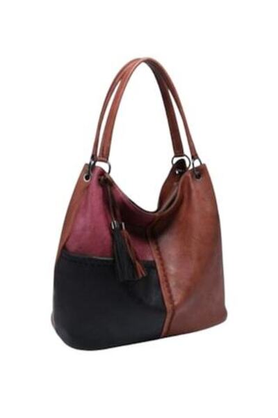 OEM Elegant City women's casual -leather handbag, multicolor (brown, burgundy, black) R 4234 brown