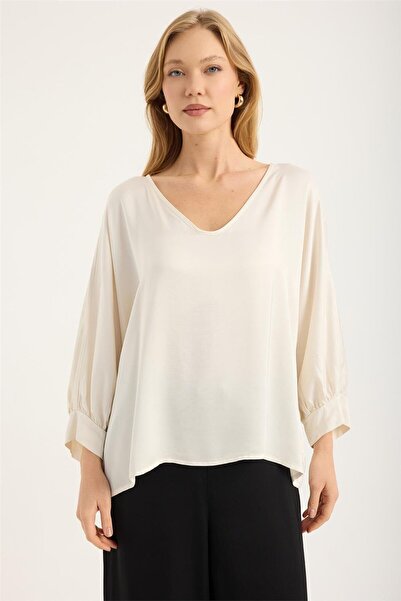 HomeStore Yarasa Kesim Kolucu Manşet Bluz