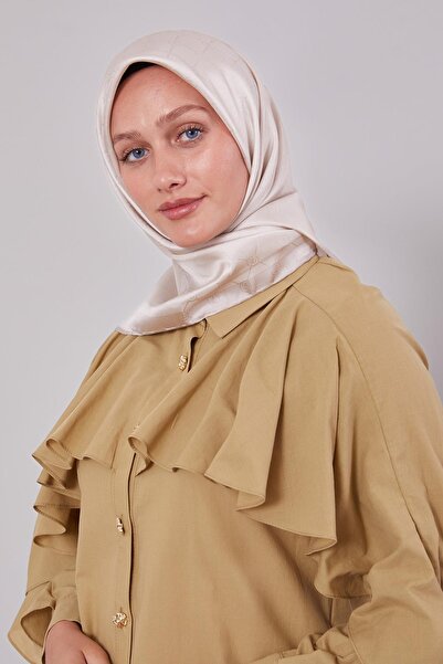 Levidor Μεταξωτό μαντήλι με μονόγραμμα με μπεζ ρίγες