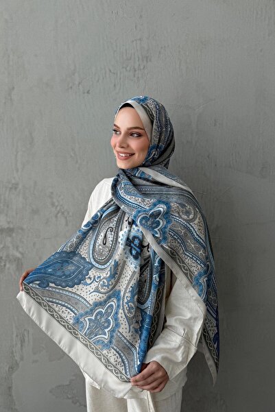 Byedauzunlar Stone&Blue Mahra Authentic Indian Silk Shawl
