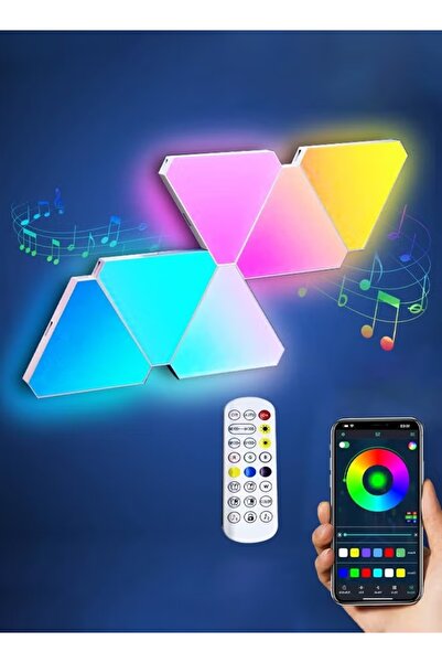 Generic أضواء مثلثة LED، لوحات إضاءة مثلثة RGB، إضاءة محيطية للألعاب، تحكم بالتطبيق ومزامنة الموسيقى (عبوة من 6 قطع)