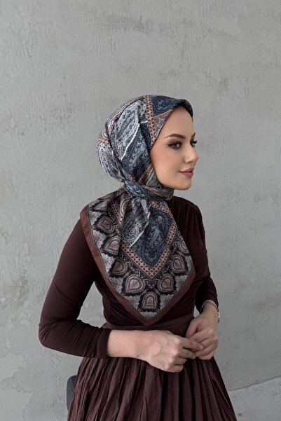 Byedauzunlar Eșarfă din mătase modală Elvin Bohemian de ciocolată