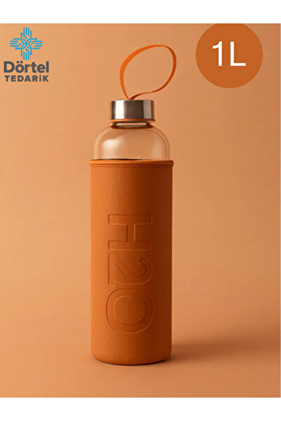 Tohana H2O Leather Covered Glass Flask 1000 ml