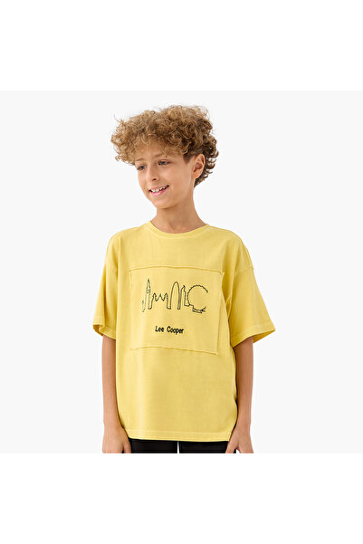 Lee Cooper Printed Crew Neck T-shirt with Short Sleeves