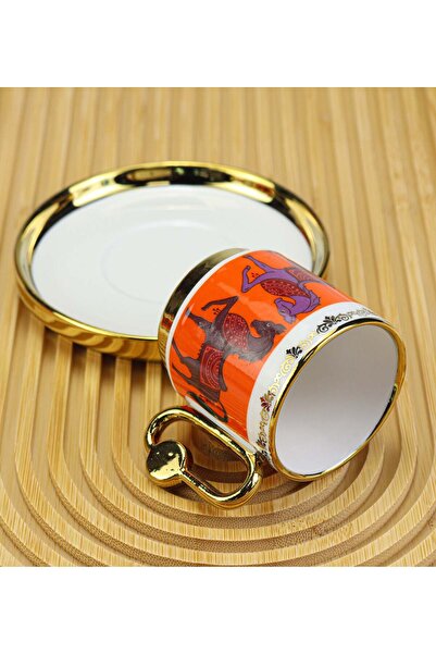 Trendmiya Set of 2 Truva Red-Orange Coffee Cups