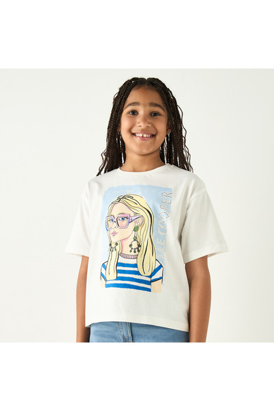 Lee Cooper Studded T-shirt with Short Sleeves and Crew Neck