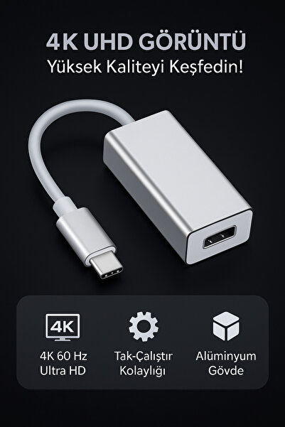 Coverzone Type-C to Mini Displayport Adapter - 4K Uhd 60Hz, Plug and Play, Compatible with Laptop Tablet Monitor