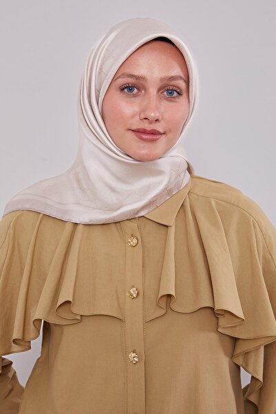 Levidor Μεταξωτό μαντήλι με μονόγραμμα με μπεζ ρίγες