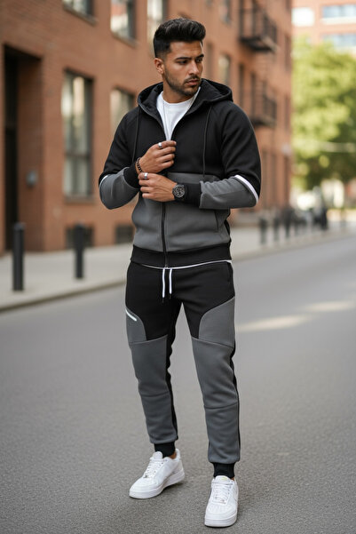 dehaine Men's tracksuit, sweatshirt + pants, padded, 5056