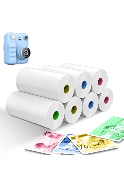 PINREK ورق طباعة حراري ملون 7 لفات قابلة لإعادة التعبئة 57 × 25 مم لكاميرا الأطفال الفورية