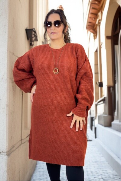 yagmurberen سترة نسائية محبوكة بأكمام بالون كبيرة الحجم من سيلانيك