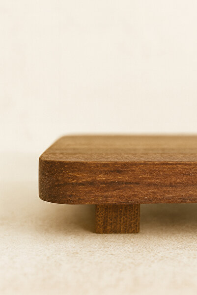 Bohemian Doğal Iroko Ahşap Sunum ve Yağdanlık Altlığı / Stand – 30x16x3 cm