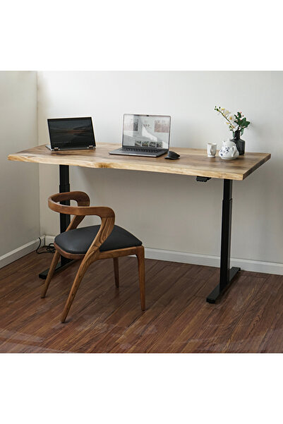 vornom Elektrikli Yükseklik Ayarlı Masif Ahşap Çalışma Masası