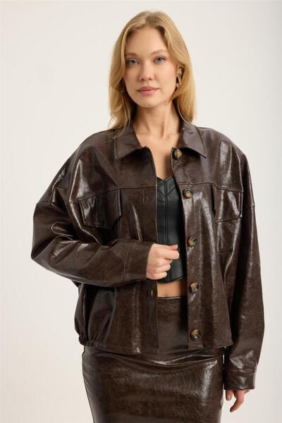 HomeStore Sderi Çatlak Desenli 2 Cepli Ceket