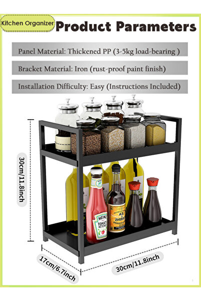 Generic 3pcs Seasoning Rack 2tier Multi Under Cabinet Basket Organizer Storage For Kitchen Bathroom Office