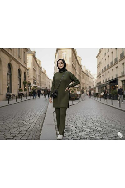 FUNDA Fashion Kadın Yarım BalıkçıYaka Tunik Pantalon Triko Alt-Üst Takım