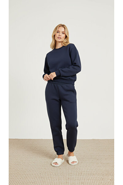 ENZİM JEANS Women's Soft Textured Leg Elasticated Double Suit