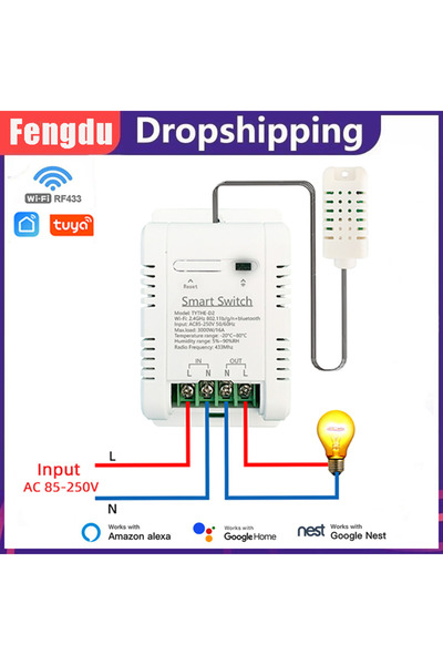 Choice Tuya Smart WiFi Switch Wireless 16A Control Thermostat and Temperature Humidity Monitoring With E...