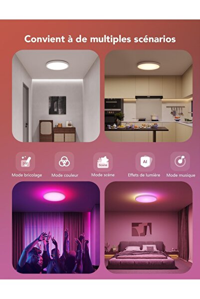 Govee RGBIC LED Smart Ceiling Light, 30 cm, 2400 LM, 2200-6500K
