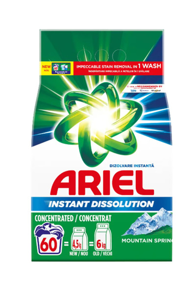 Ariel Mountain Spring Powder Laundry Detergent, 60, 4.5kg