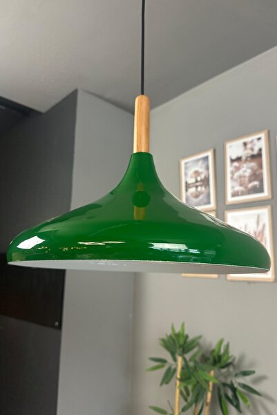 Bamyum Champion Yeşil Ahşap Tekli Avize Sarkıt Salon Mutfak Cafe Butik Lamba Aydınlatma Avizeler