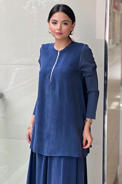 MISS DALIDA Missdalida Zippered Collar Cupro Tunic