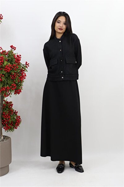 Armine Sim Detaylı Etekli Takım - Siyah