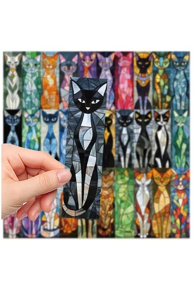OBRO Set of 30 Cat Bookmarks – Cute Reading Markers for Book Lovers, 15×4 cm