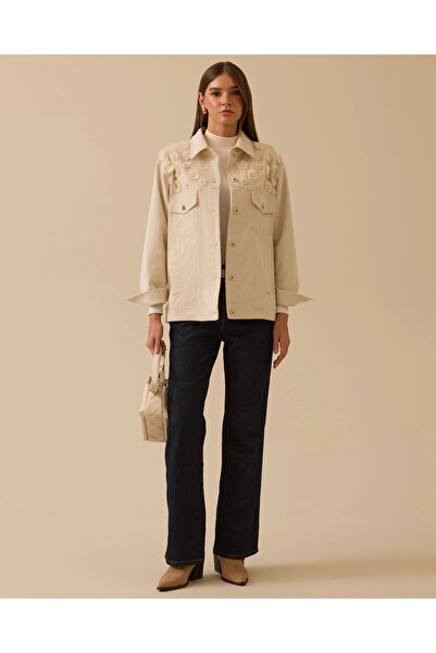 SEÇİL Bead Detailed Velvet Jacket with Pockets