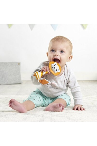Tiny Love Jucarie pentru dentitie, Leonardo, cu zornaitoare, 3 luni plus, Portocaliu cu Alb