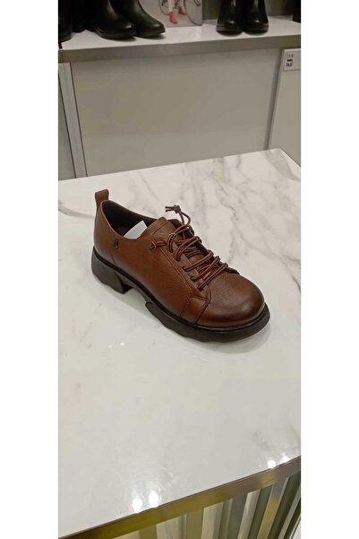 Venüs 3801 Genuine Leather Lace-Up Thick Heeled Orthopedic Shoes