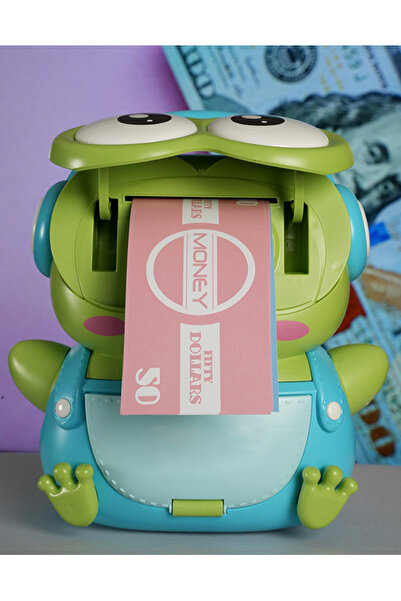 zola Rucsac, model broască, incluși bani de jucărie, sunete, 23x11x20 cm, verde/albastru