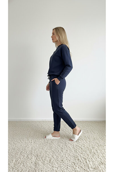 ENZİM JEANS Women's Soft Textured Leg Elasticated Double Suit