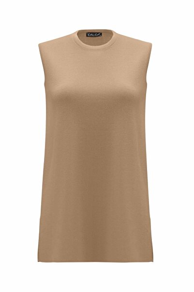 MISS DALIDA Basic Kolsuz Triko Camel Tunik