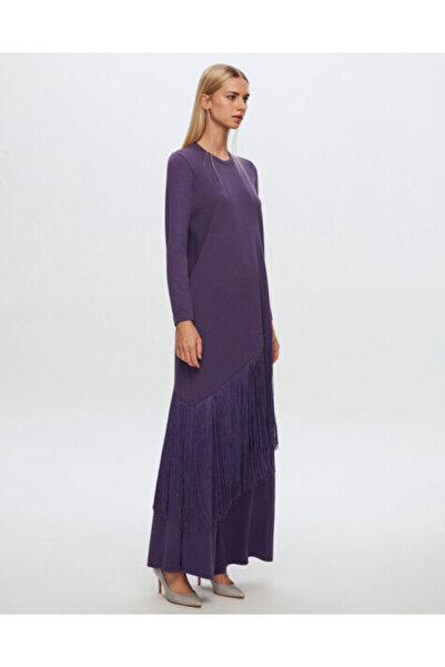 MISS DALIDA T24Y-6024 Asimetrik Kesim Püsküllü Tunik 1289-PURPLE
