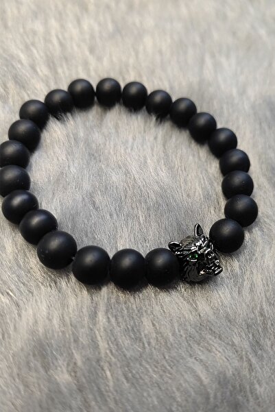 Chavin Elastic Natural Onyx Stone Men's Bracelet Ey38