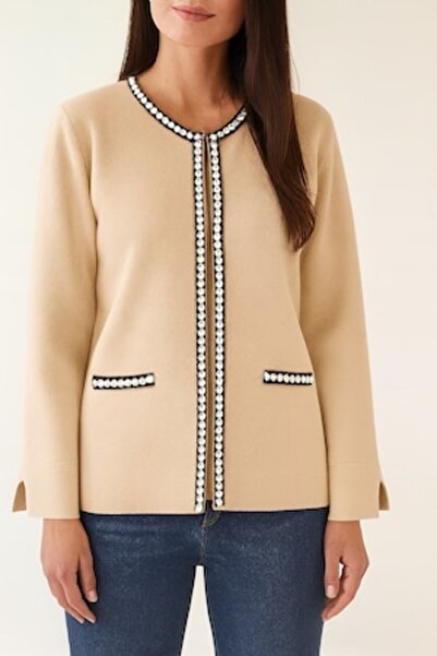 OEM Beige Elegant Cardigan Jacket, Easy to Match – Size M-L