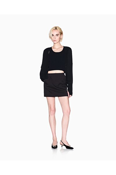 Armani Exchange Women's 100% Cotton Regular Fit V-Neck Ribbed Detail Long Sleeve Black Cardigan Xw001304 Af16552-Uc001