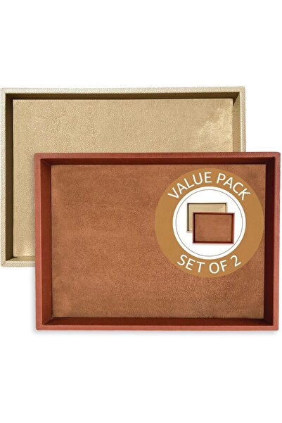 LeART Valet Tray for Men & Women – Leather Tray Organizer (Deal Pack of 2 - C...