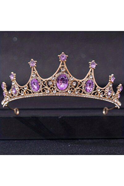 Choice تاج وتاج كريستالي أرجواني باروكي مرصع بأحجار الراين لحفلات التخرج تاج ...