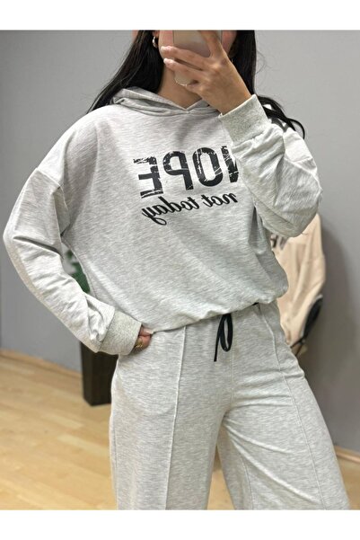 TBL DEKOR Women's Long Sleeve Nope Printed Ribbed Waist Double Suit