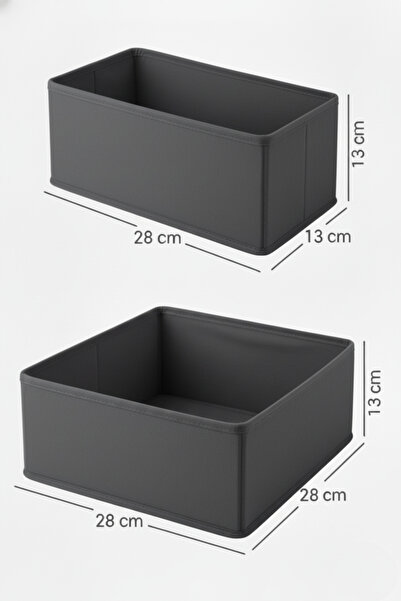 HomyJRs 2-Piece Anthracite Drawer Organizer Set - Multi-Purpose Cabinet Box Set
