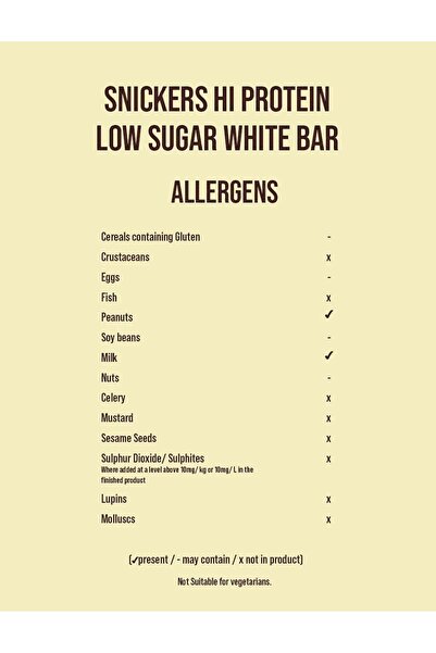 Snickers سنيكرز بروتين بار بالشوكولاتة البيضاء منخفض السكر White Chocolate Low Sugar Hi-Protein Bar 12x57g