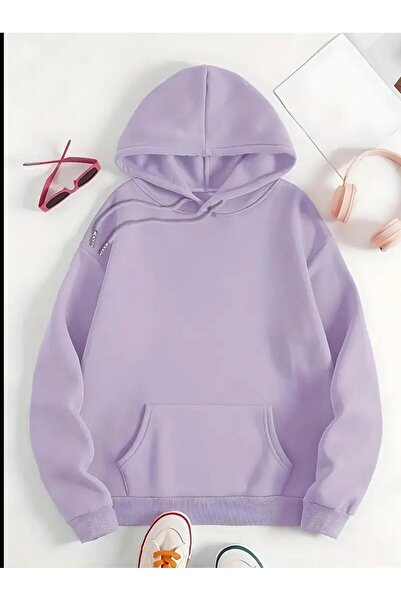 Azra wear Kadın Oversize Kanguru Cepli Kapüşonlu 3 iplik Sweatshirt