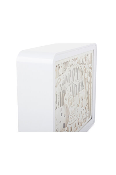 zola Decorative lamp, 3D paper, lighting, mains/battery powered, rectangular, 15x20x5 cm, Happy Birthday