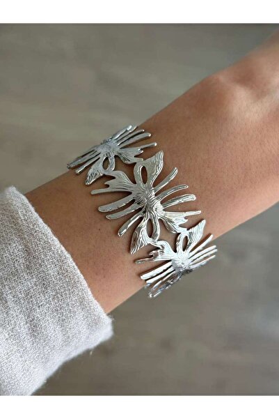 İREM YILDIZ Desenli Silver Kelepçe