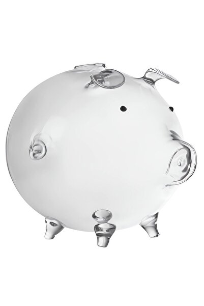 zola Glass piggy bank, transparent with purple shades, 11x11x9 cm