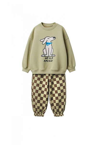 Kidmark Çocuk Modası Boy's Dog Printed 100% Cotton Bottom-Top Set
