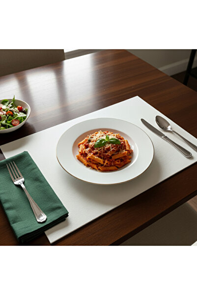 Grand Fine Art 6 persoane 12 bucăți de protecție de masă americană dreptunghiulară din piele albă 33x44 cm-protecție ușor de șters