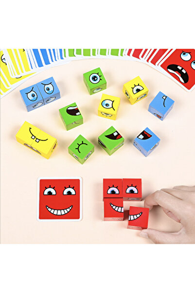 Krista Playing with emotions through puzzle cubes Facial expressions, made of wood